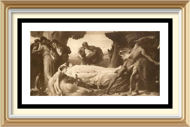 Antica stampa originale c1901 120+ anni Lord Leighton Ercole lotta morte