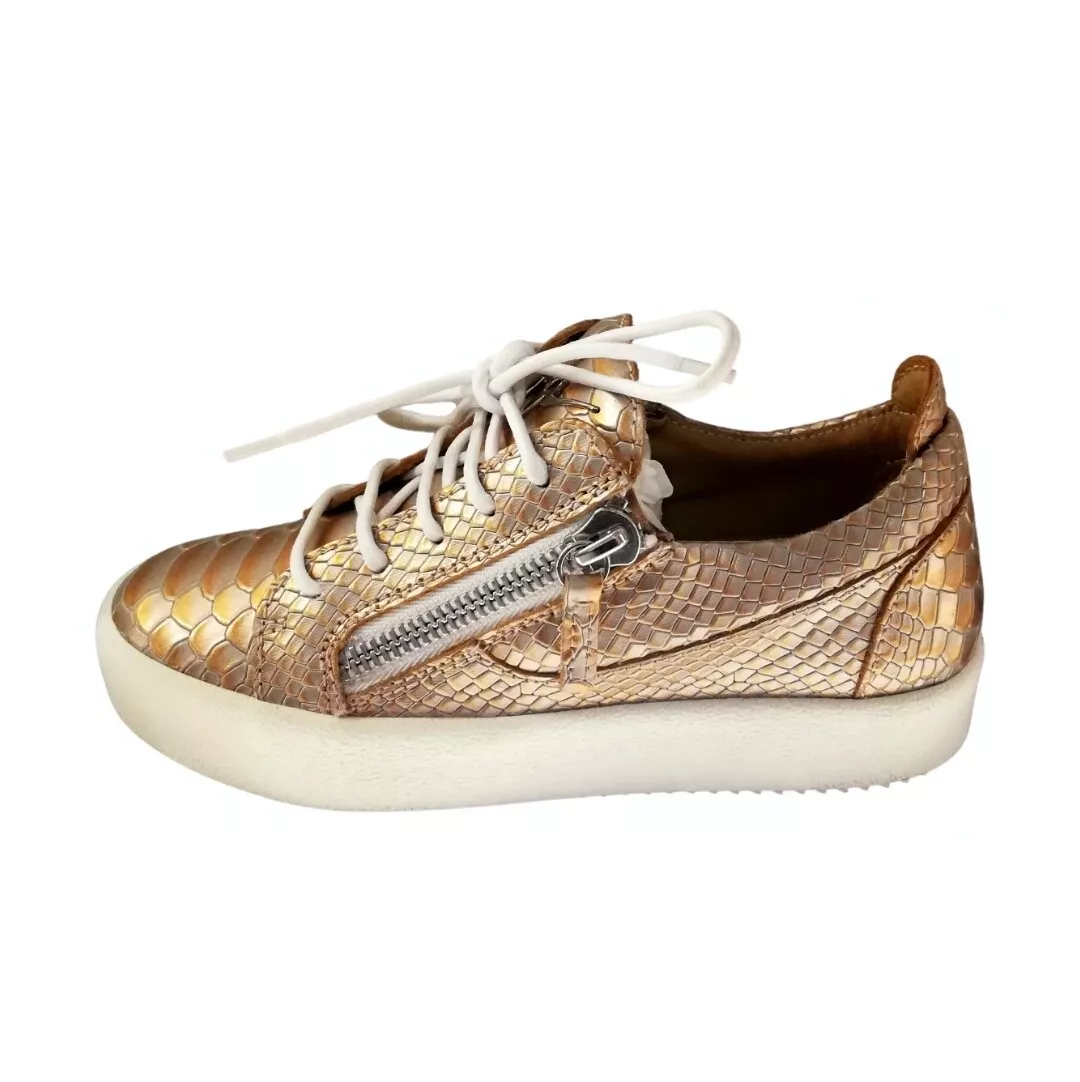 Tilbageholdelse I tide klippe GIUSEPPE ZANOTTI Nicki Leather Snakeskin Sneakers Metallic gold EU 35 UK 2  US 5 | eBay