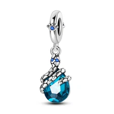MULA Snake Pendant DIY Charm Blue AAA CZ Fit Lady Bracelet 925 Sterling Silver