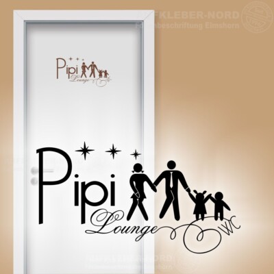 Pipi Lounge Familie 35cm WC Wandtattoo A11 Bad Türaufkleber Wandaufkleber Spruch