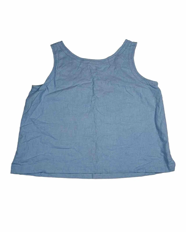 Vintage ERIKA Linen Blend Woven Cropped Tank Top Blue Size Petite Lg - Image 2 of 4