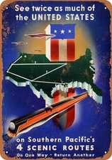 METAL SIGN - 1937 Southern Pacific Passenger Service -- Vintage Look