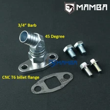 45 Deg 3/4" Barb Turbo Oil Return Flange Kit Garrett T04B T04E T04R T04Z T60 T61