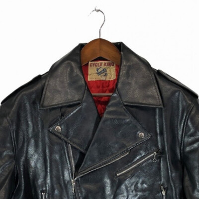 CYCLE KING Black Leather Riders Jacket with Skull Size XL, Limited  