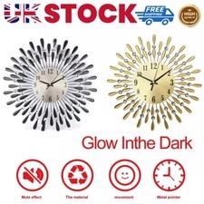 38CM Diamante Beaded Crystals Quartz Jeweled Wall Clock Home Decor Living Room