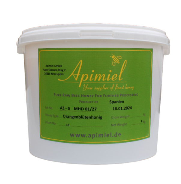 (EUR 8,50/kg) Miel de azahar España 4 kg - 100% natural, cruda, afrutada