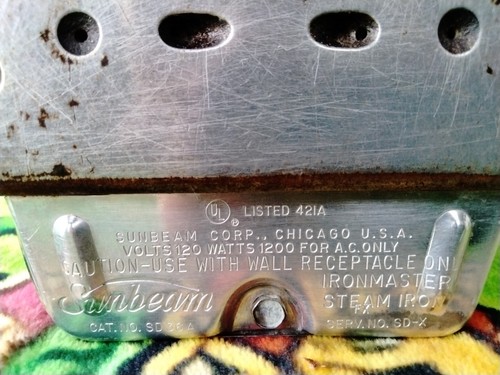 VINTAGE 1970s SUNBEAM Ironmaster Steam Iron Model SD 36A - TESTED WORKS NICE! - Picture 21 of 21