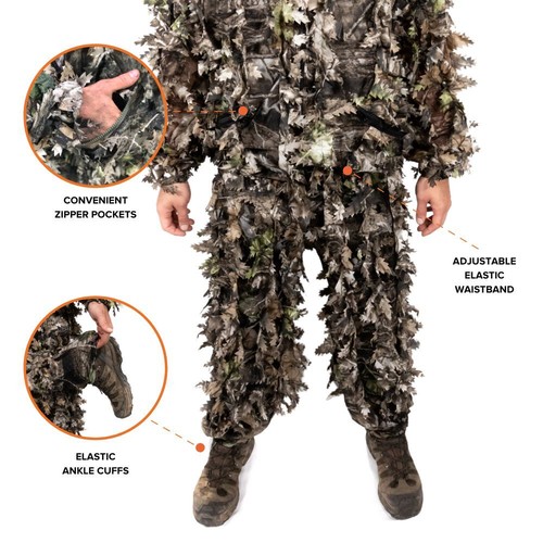 Arcturus 3D Leaf Ghillie Suit (Dark Woodland) - Hunting Jacket & Pants Set - Picture 4 of 10