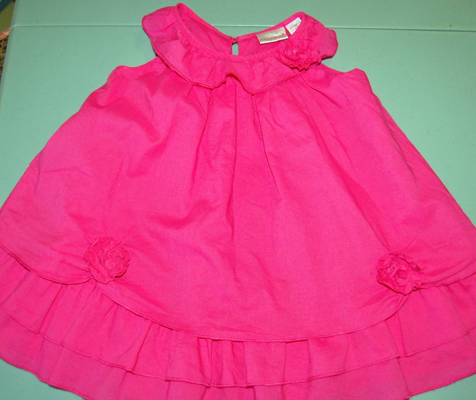 Sundress 12M Girls Dress Bright Pink Sleeveless Ruffles 100% Cotton Maggie & Zoe-image