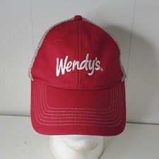 Wendys Fast Food Restaurant Employee Uniform Hat Cap Dave Thomas Foundation Red