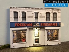 N Scale Scratch Built "FREEDOM FIREARMS” 🇺🇸  GUN SHOP Building Flat wLED