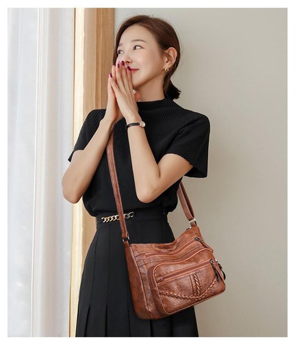 Carteras y bolsos de mano de lujo de cuero suave vintage 2024 bolso de alta calidad para mujer De - Imagen 8 de 21