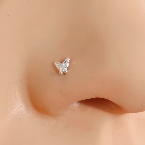 Butterfly Nose Stud 22g (0.6mm) 925 Sterling Silver L Bendable Straight Jewelry - 第 7/7 張圖片