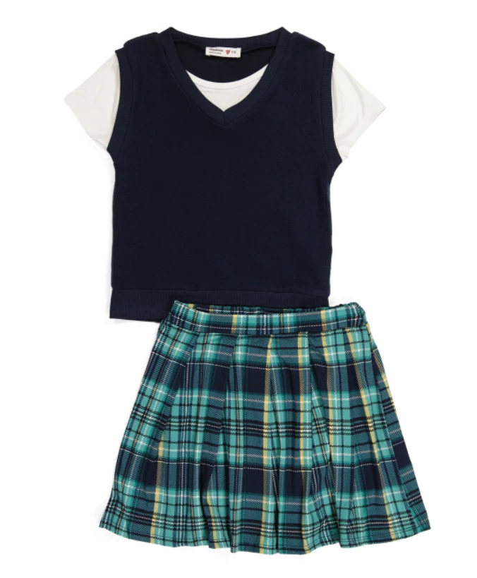 Flannel top skirt vest