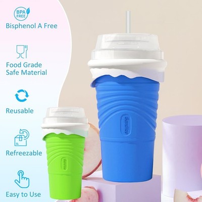 Slushy Maker Becher 500ml Silikon Squeeze Cup Slushy Maker mit Strohhalmlöffel