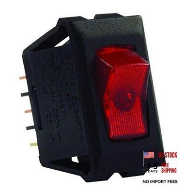 JR Products 12515 Red/Black SPST Illuminated 120V On/Off Switch