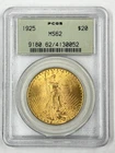 1925 $20 Saint Gaudens Gold Double Eagle PCGS MS62 Green OGH Pre-1933 US Coin