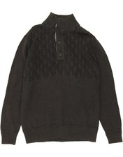 JACK  JONES Mens Button Neck Jumper Sweater XL Grey Cotton CF08