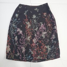 90s Whimsigoth Fairy Grunge Skirt Womens 6 Black Floral Butterfly Print Chiffon