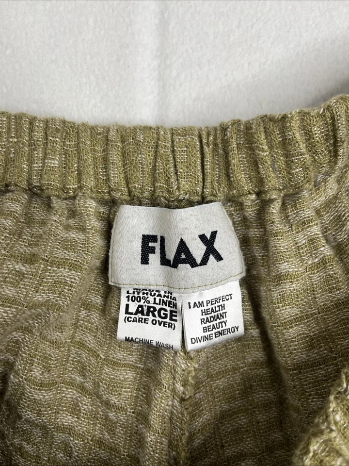 Pantalones FLAX Lino Pierna Ancha Boho Salón Marrón Costero Abuela Pull On GRANDES Foto 3 de 3