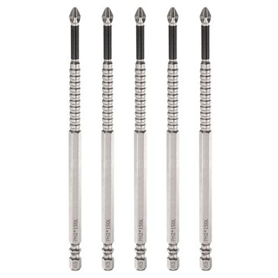 5 Stück Phillips Schraubendreher Bit PH2 mit gezackter Spitze 6'' lang Magnetisch