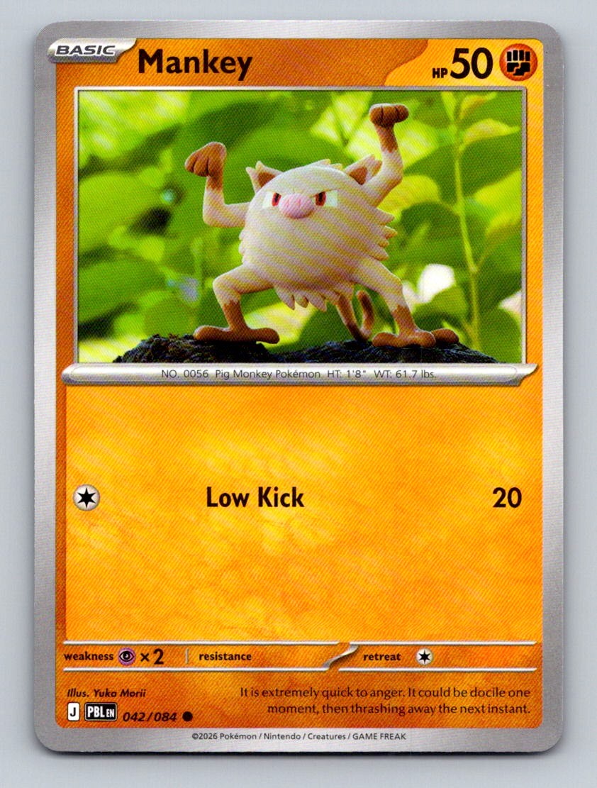 Mankey 042/084 Common Pitch Black Pokemon Near Mint
