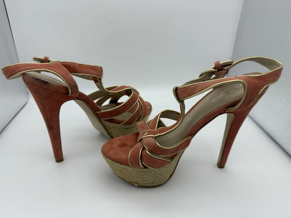 Alpargata Aldo 5.5" Tacón Alto Mujer Talla 6.5 Rosa Vacaciones Salir Foto 4 de 4