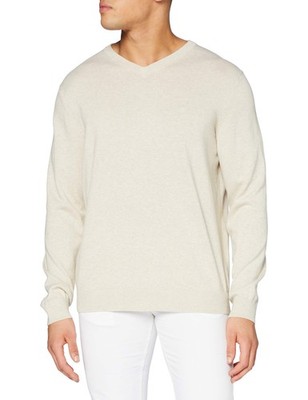Izod Herren Pullover Sweater Pulli Freizeit V-Neck , Rock Htr, Beige, L