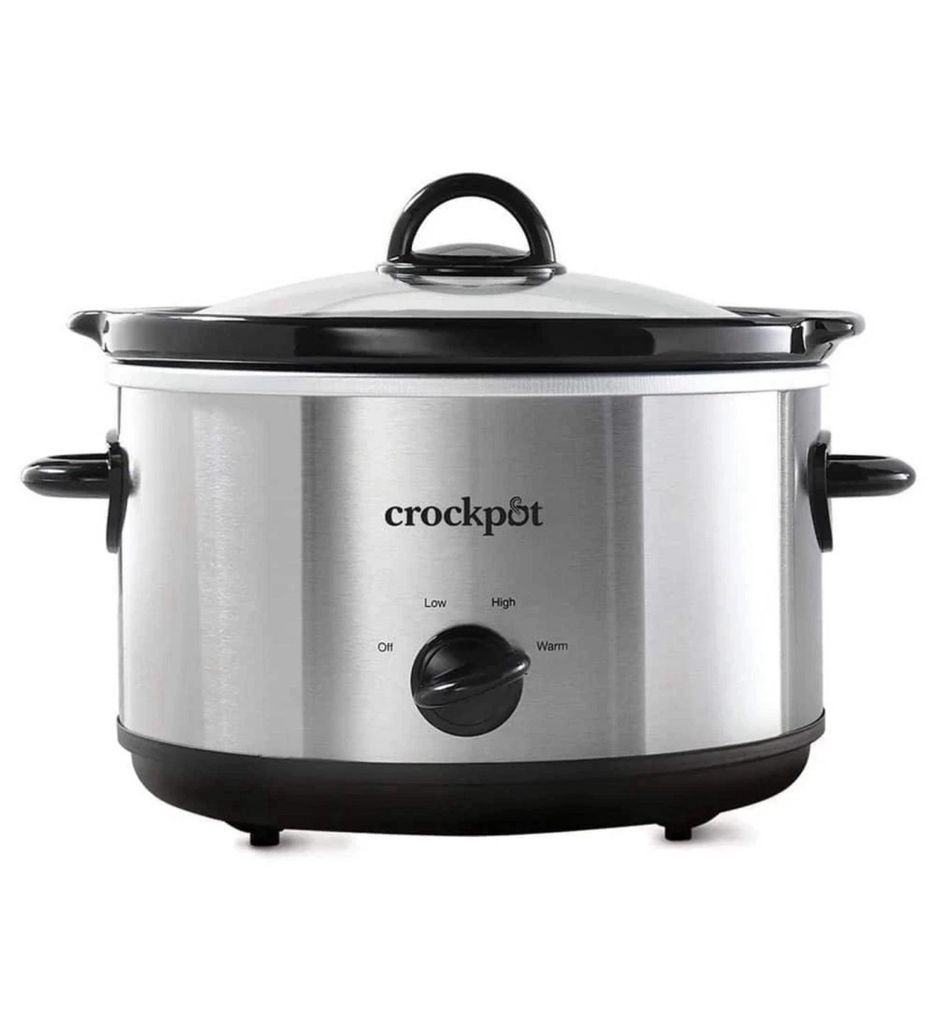 Crock-Pot 4.5 Qt Slow Cooker Silver Glass Lid 3-Setting Manual Keep Warm