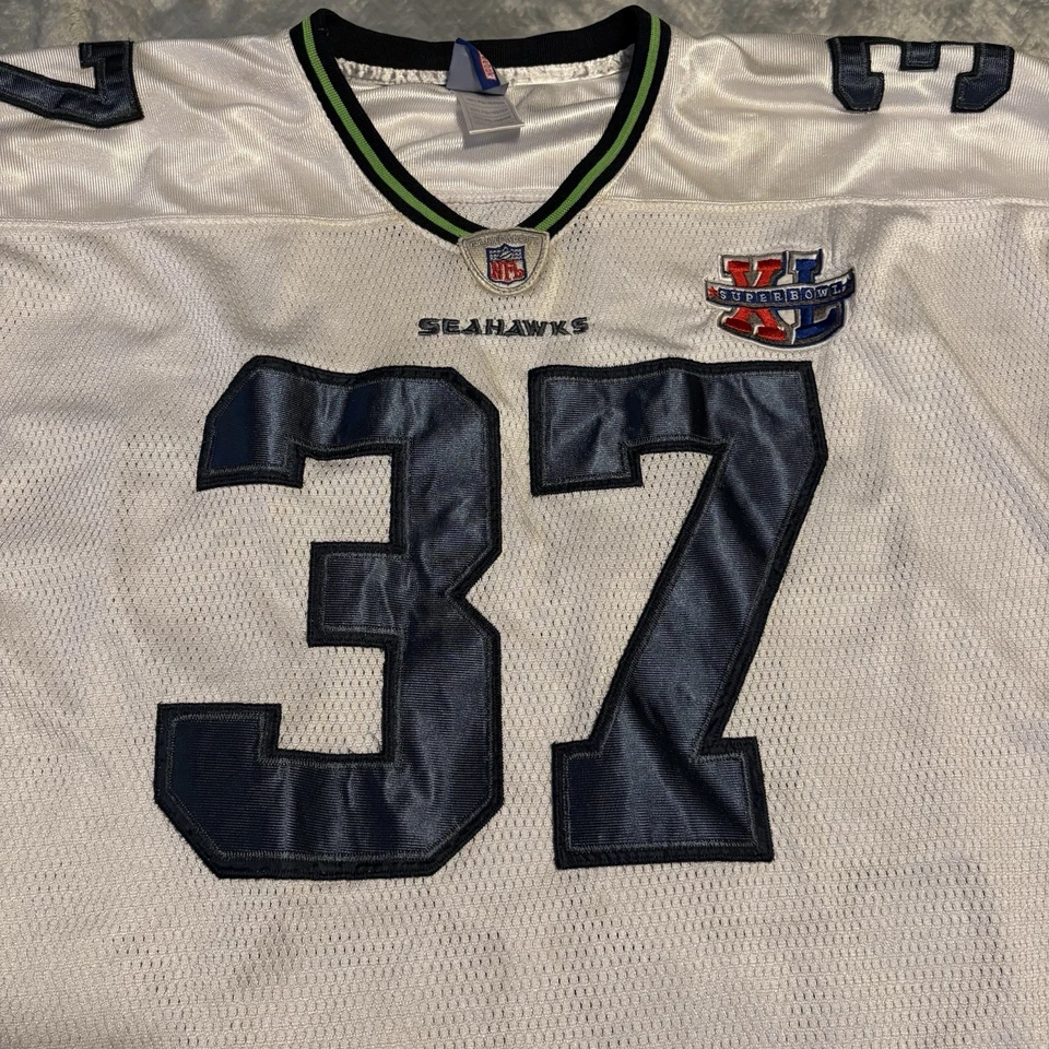 Camiseta para hombre Seattle Seahawks Alexander #37 NFL SuperBowl XL Reebok talla 56 blanca Foto 3 de 4