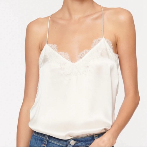 Cami NYC Women’s The Racer Charmeuse Camisole White Silk Lace Size M