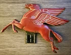 Vintage - Mobil Oil - Pegasus Horse, Plate Topper - Mounting bracket cut off