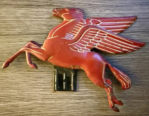 Vintage - Mobil Oil - Pegasus Horse, Plate Topper/Emblem - Metal