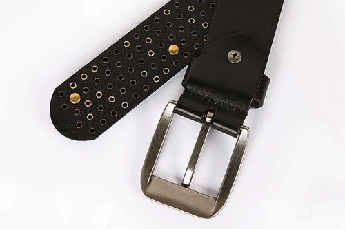 Fashionable and Casual Rivet Leather Belt Mushroom Nail Cowhide Men and Women - Picture 15 of 21