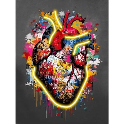 Palais Royal Quadro Heart Led Therapy 60x80 cm MDF Panel with Neon Light Heart