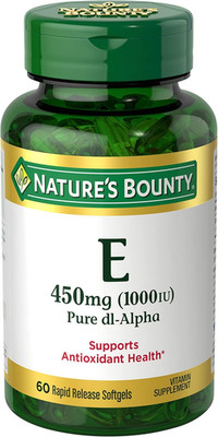 Nature's Bounty Vitamin E 1000 IU Softgels, 60 Count, Antioxidant Support