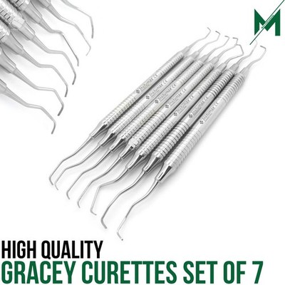 Periodontal Dental Gracey Curettes Set of 7 With Cassettes Surgical Instruments