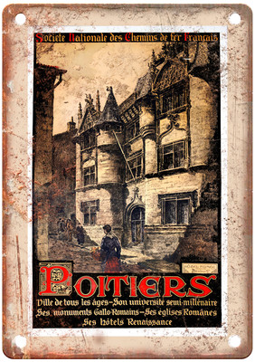 Vintage Français Poitiers Travel Poster Retro Look Sign T2394