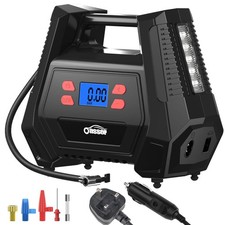 Tyre Inflator Air Compressor with 12V AC/240V DC car tyre Pump 150 PSI Mains Car