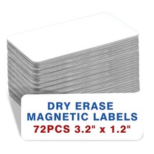 72 Pack Dry Erase Magnetic Labels 3.2x1.2 Reusable Whiteboard Fridge Tags