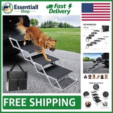 Luxury 4-Step Dog Car Ramp - Portable, Stable  Supports Pets Up to 250 lbs