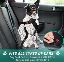 COOYOO 3 Piece Dog Seat Belt Adjustable Retractable Car Harness Heavy Duty Nylon