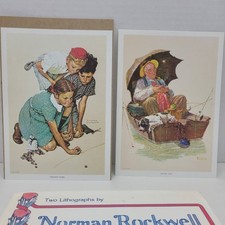 Norman Rockwell “Golden Days” & “Knuckles Down” Lithographs w Envelope 1972