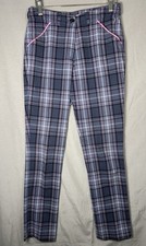 Masters Golf Fashion By Alaska Women  s Vintage Plaid Pants Trousers 6 Pink Grey