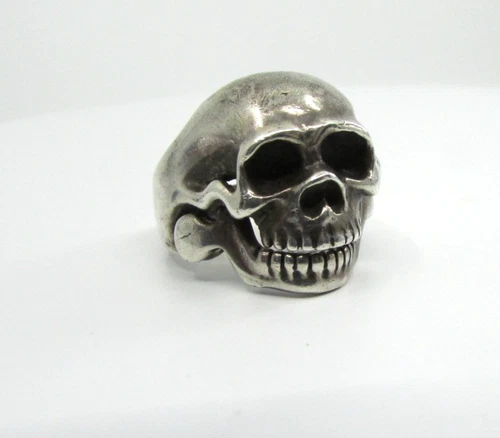 Vintage Skull Sterling Silver 925 Biker Chunky Ring Moving Jaw Ring