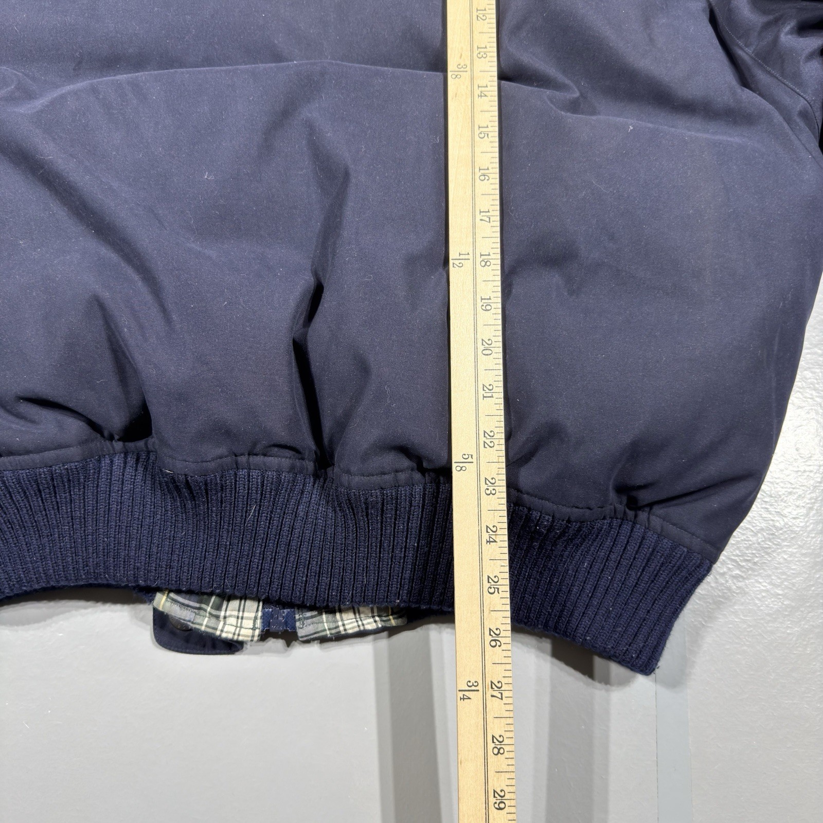 Vintage Nautica Jacket Mens Large Navy Duck Down Puffer Coat Plaid Lining Zip image 9