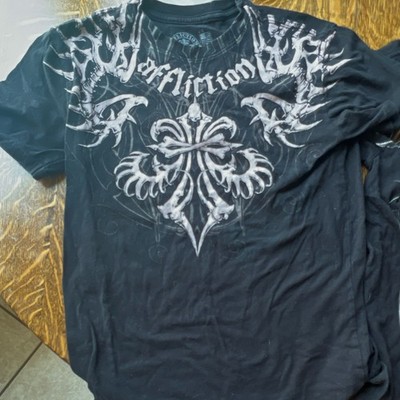 Affliction Teens M Black Graphic Logo Crew Neck Short Sleeve T-Shirt