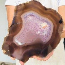 672g Natural Druzy Amethyst Agate Quartz Crystal Slice Polished Healing AK353
