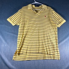 Polo Ralph Lauren Mens Polo Shirt Size L Yellow Striped Short Sleeve Classic Fit