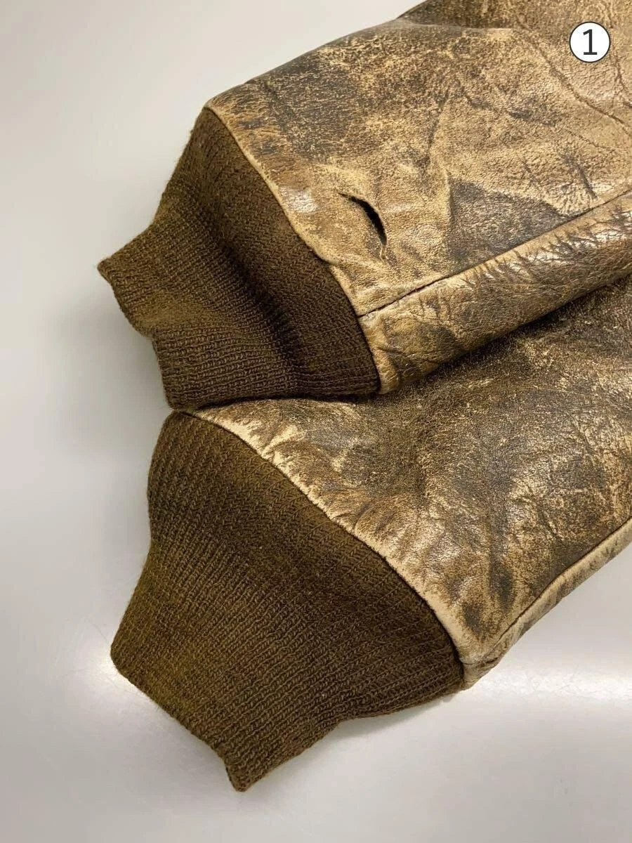 Chaqueta Schott 42 cuero marrón liso 1885-D